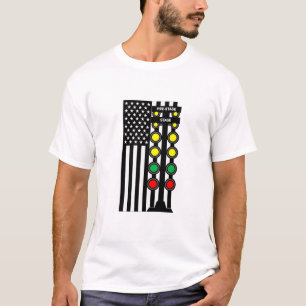 Drag Racing American Flag Christmas Tree T-Shirt
