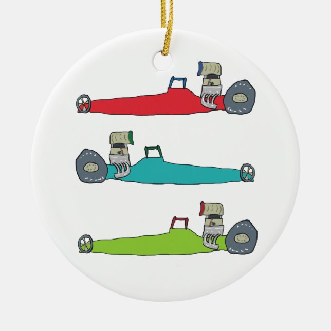 Drag Racing Ceramic Tree Decoration (Front)
