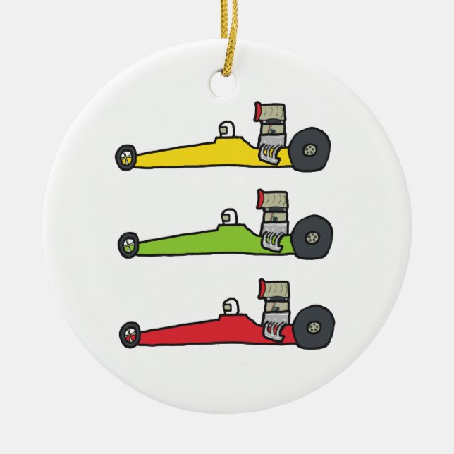 Drag Racing Ceramic Tree Decoration (Front)