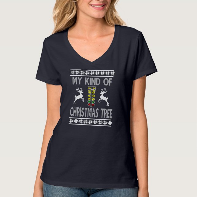 Drag Racing Christmas Tree Sweater (Front)