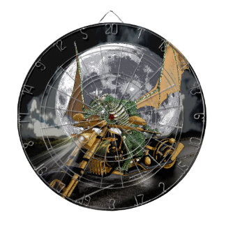 Drag-racing Dragon and Moon Fantasy Artwork Dartboard