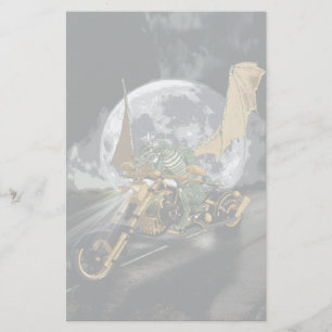 Drag-racing Dragon and Moon Fantasy Artwork Stationery