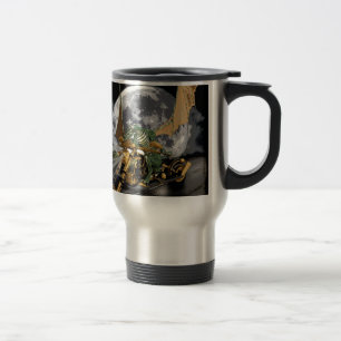 Drag-racing Dragon and Moon Fantasy Artwork Travel Mug