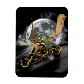 Drag-racing Dragon and Moon Fantasy Magnet