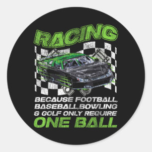 Drag Racing Race Car Retro Vintage Racing Because Classic Round Sticker