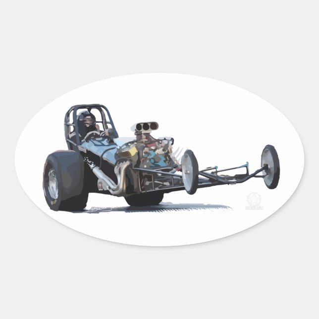 Drag Racing & Vintage Dragsters Oval Sticker (Front)