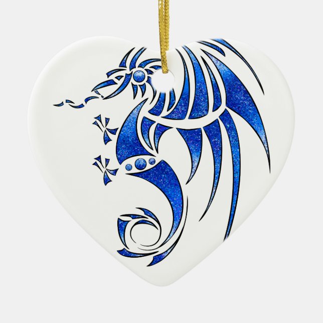 Dragissous V1 - blue dragon Ceramic Tree Decoration (Front)