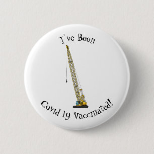 Dragline excavator cartoon illustration 6 cm round badge