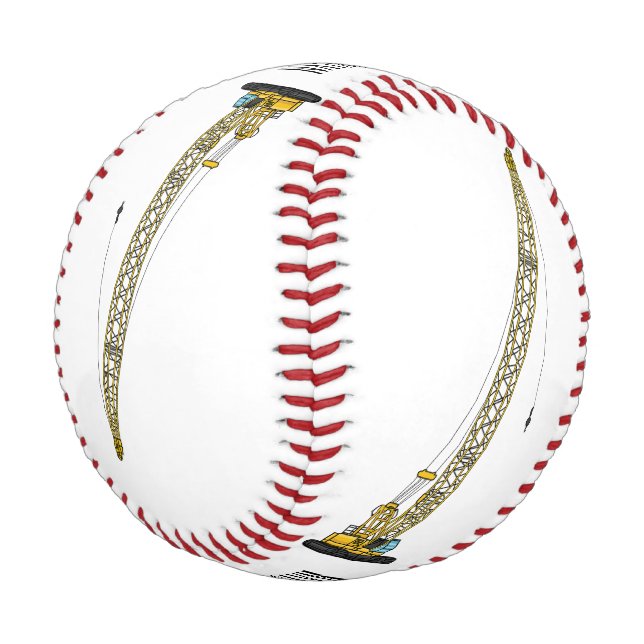 Dragline excavator cartoon illustration baseball (Angled)