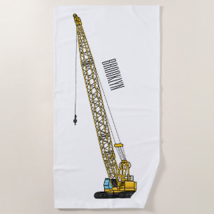 Dragline excavator cartoon illustration beach towel