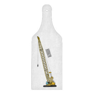 Dragline excavator cartoon illustration cutting board