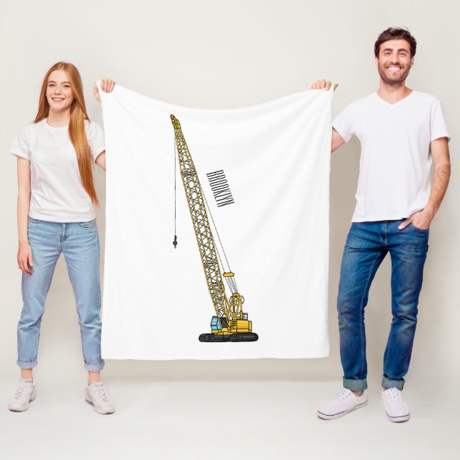 Dragline excavator cartoon illustration fleece blanket (In Situ)