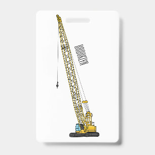 Dragline excavator cartoon illustration ID badge