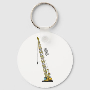 Dragline excavator cartoon illustration key ring