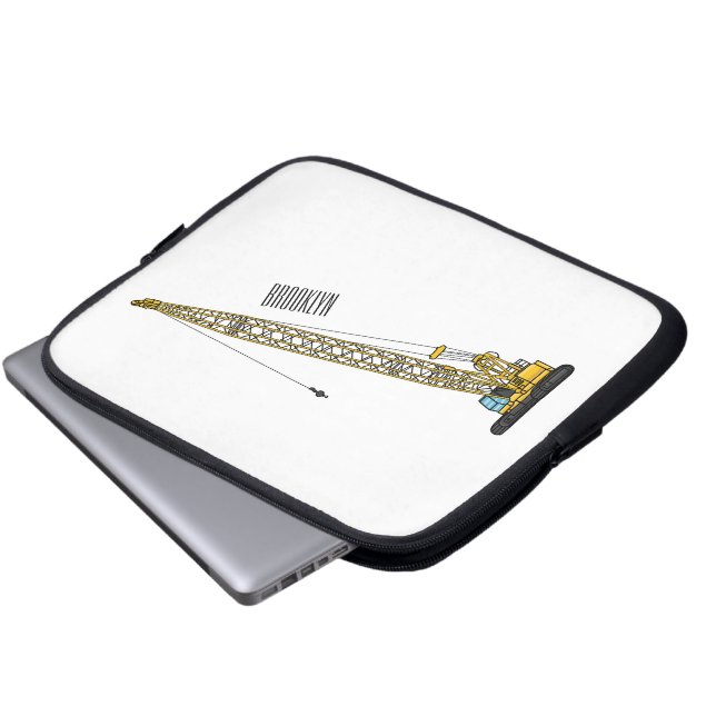 Dragline excavator cartoon illustration laptop sleeve (Front Bottom)