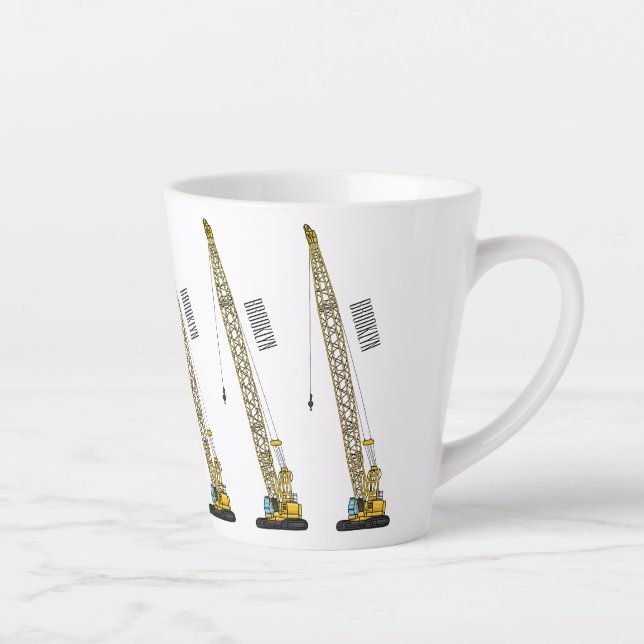 Dragline excavator cartoon illustration latte mug (Right)