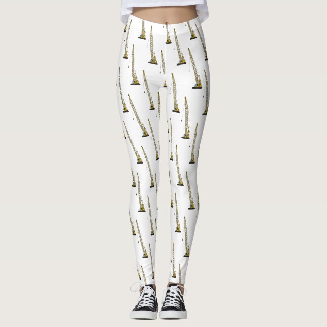 Dragline excavator cartoon illustration leggings (Front)
