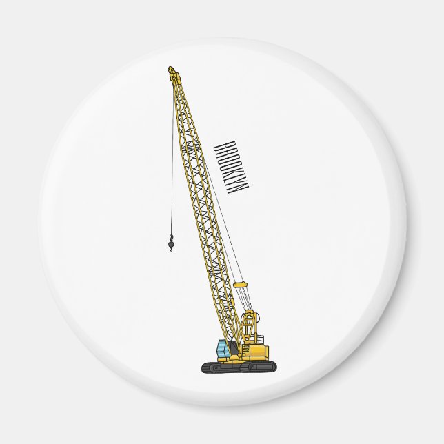 Dragline excavator cartoon illustration magnet (Front)