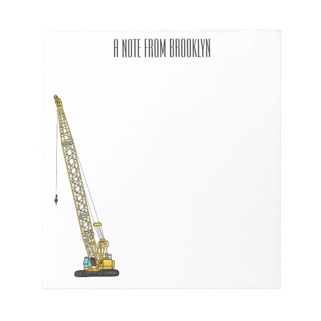 Dragline excavator cartoon illustration notepad (Front)