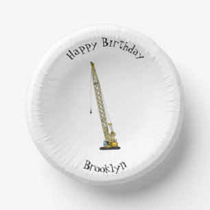 Dragline excavator cartoon illustration paper plate