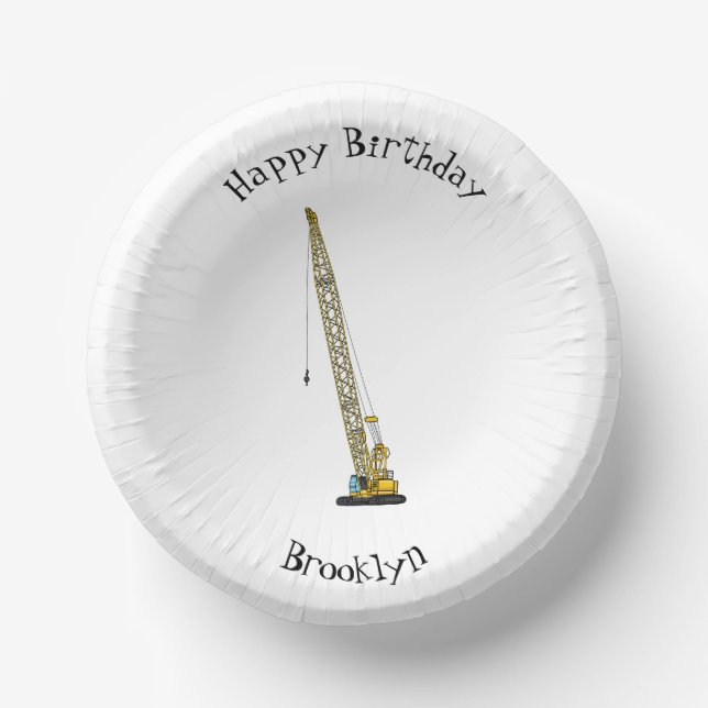 Dragline excavator cartoon illustration paper plate (Front)