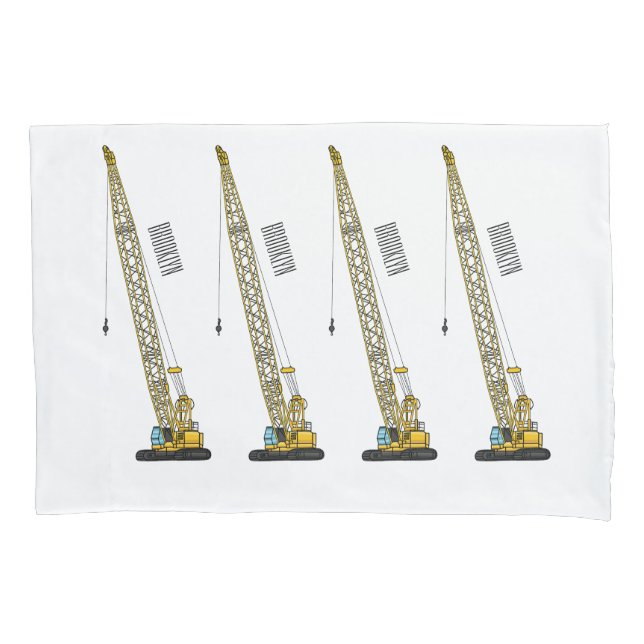 Dragline excavator cartoon illustration pillowcase (Front)