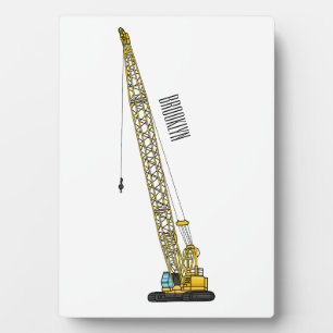 Dragline excavator cartoon illustration plaque