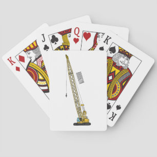 Dragline excavator cartoon illustration playing cards