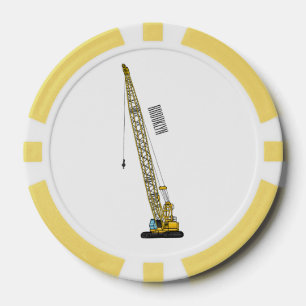 Dragline excavator cartoon illustration poker chips
