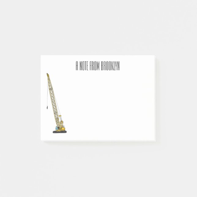 Dragline excavator cartoon illustration post-it notes (Front)