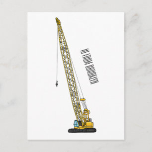Dragline excavator cartoon illustration postcard