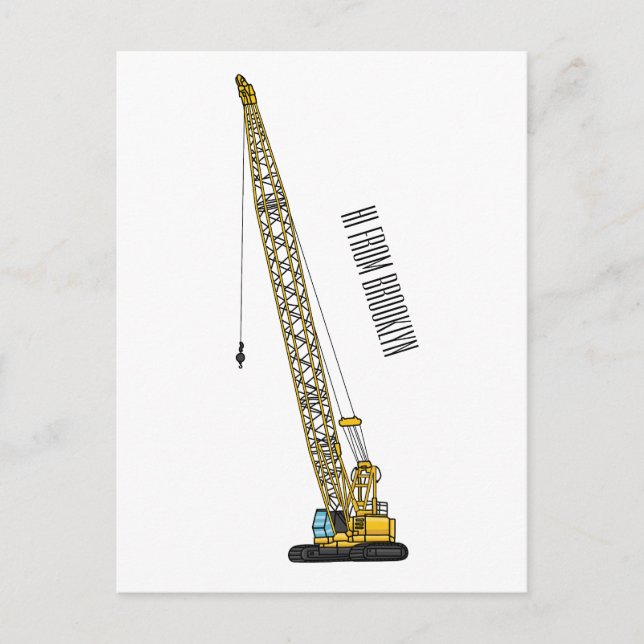 Dragline excavator cartoon illustration postcard (Front)