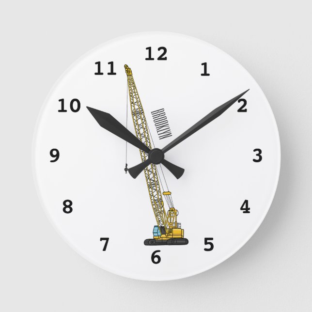 Dragline excavator cartoon illustration round clock (Front)
