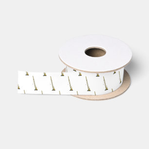 Dragline excavator cartoon illustration satin ribbon