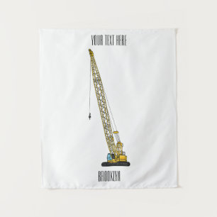 Dragline excavator cartoon illustration tapestry