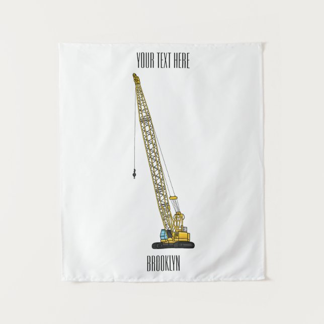 Dragline excavator cartoon illustration tapestry (Front)