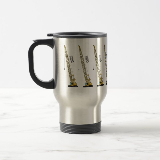 Dragline excavator cartoon illustration travel mug (Left)