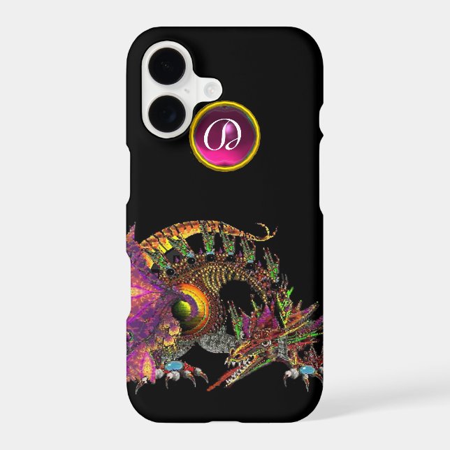 DRAGO,FANTASY DRAGON,PINK PURPLE GEMSTONE MONOGRAM (Back)