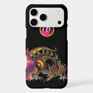 DRAGO,FANTASY DRAGON,PINK PURPLE GEMSTONE MONOGRAM