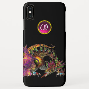 DRAGO,FANTASY DRAGON,PINK PURPLE GEMSTONE MONOGRAM iPhone XS MAX CASE