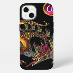 DRAGO,FANTASY DRAGON,PINK PURPLE GEMSTONE MONOGRAM iPhone 13 CASE