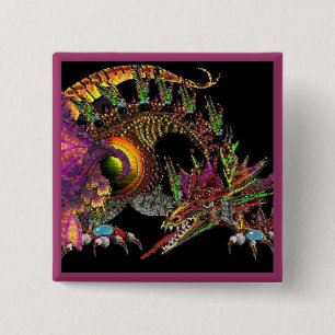 DRAGO / FANTASY GOLD DRAGON IN PURPLE AND BLACK 15 CM SQUARE BADGE