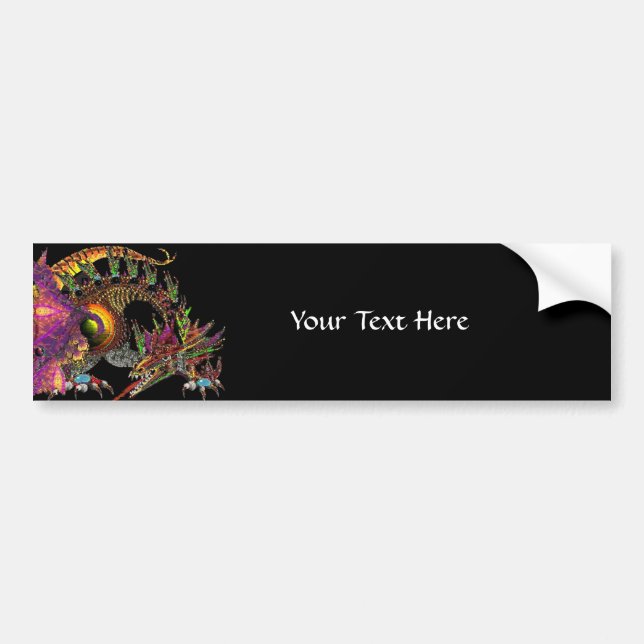 DRAGO / FANTASY GOLD DRAGON IN PURPLE AND BLACK BUMPER STICKER (Front)