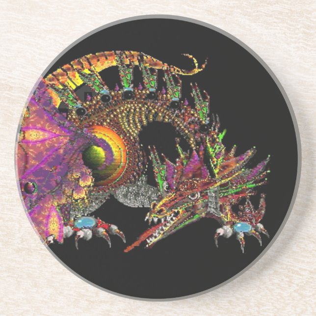 DRAGO / FANTASY GOLD DRAGON IN PURPLE AND BLACK COASTER (Front)