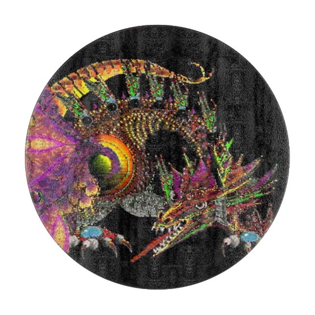 DRAGO / FANTASY GOLD DRAGON IN PURPLE AND BLACK CUTTING BOARD (Front)