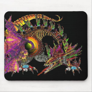 DRAGO / FANTASY GOLD DRAGON IN PURPLE AND BLACK MOUSE MAT