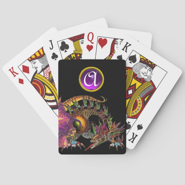 DRAGO / FANTASY GOLD DRAGON IN PURPLE AND BLACK  PLAYING CARDS (Back)