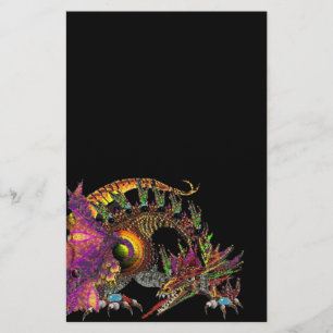 DRAGO / FANTASY GOLD DRAGON IN PURPLE AND BLACK STATIONERY