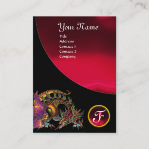 DRAGO GEM STONE MONOGRAM black red burgundy Business Card