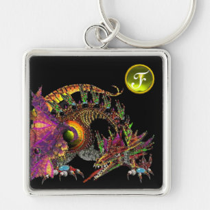 DRAGO , Green Yellow Topaz Monogram Key Ring